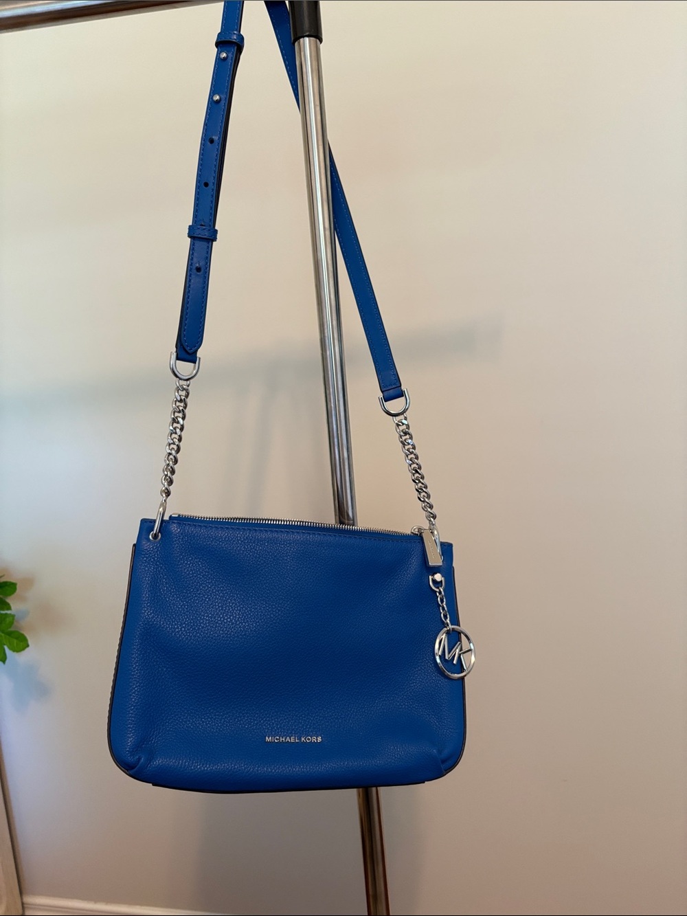 Michael Kors Royal Blue Pebbled Leather Crossbody Bag